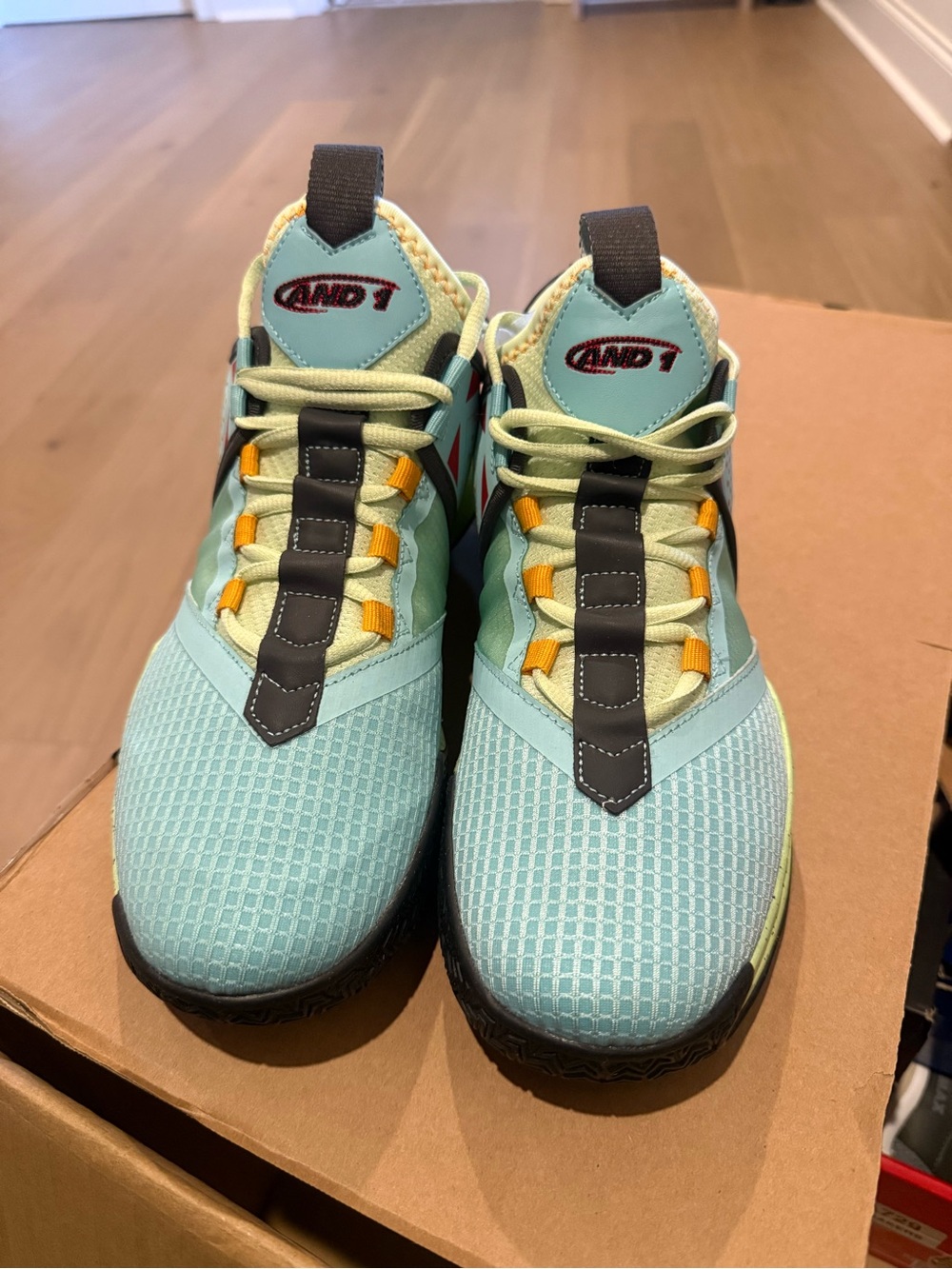 And1 Mint Green and Black Athletic Sneakers with Yellow Accents(no box)